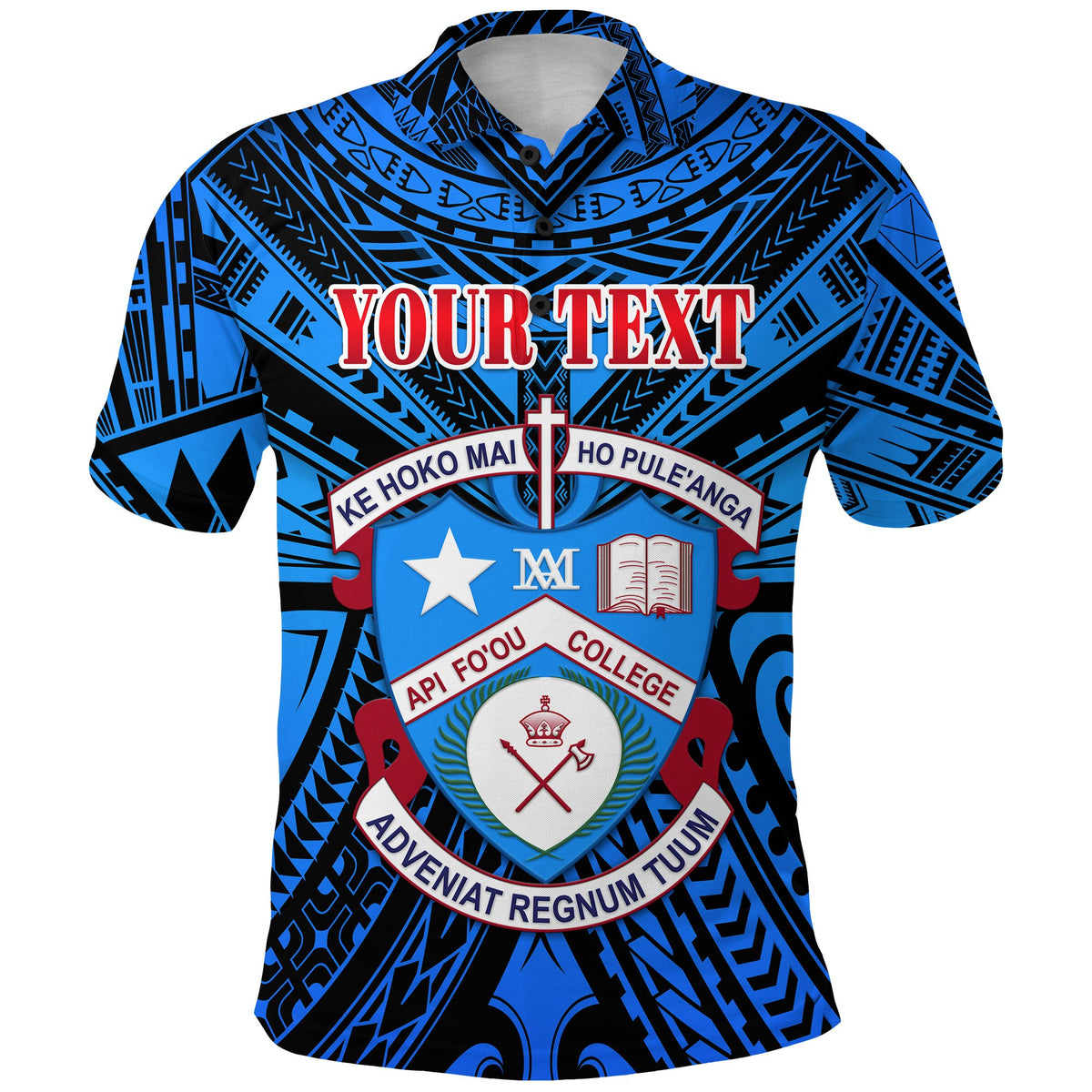 Custom Kolisi Apifoou College Polo Shirt Tonga Blue - Polynesian Pride