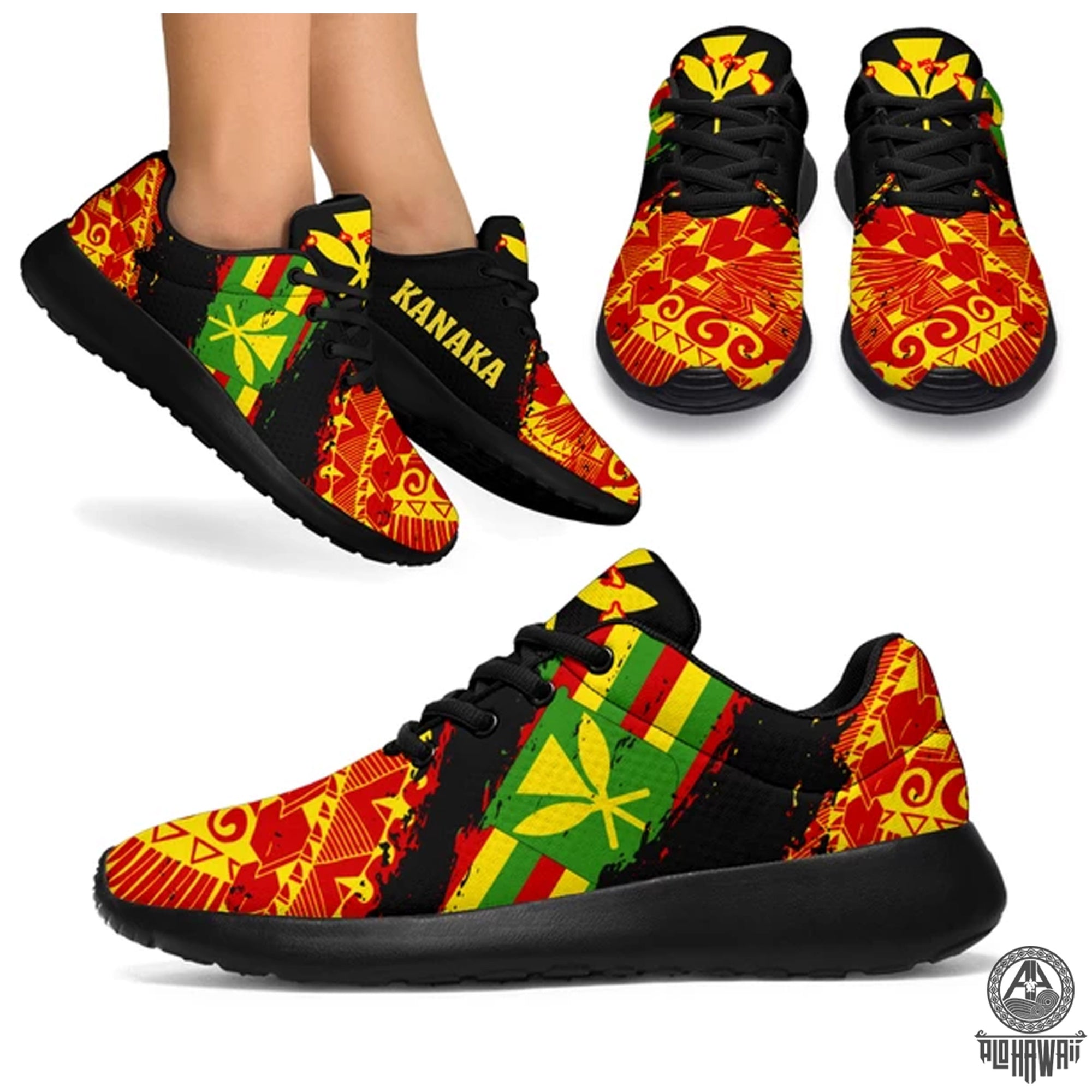 Polynesian Kanaka Flag Sport Sneakers - Nora Style - Polynesian Pride