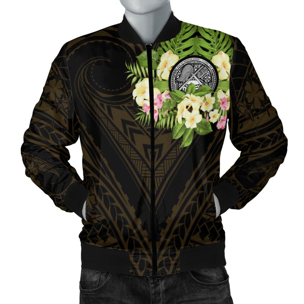 American Samoa Men's Bomber Jacket - Polynesian Gold Patterns Collection - Polynesian Pride
