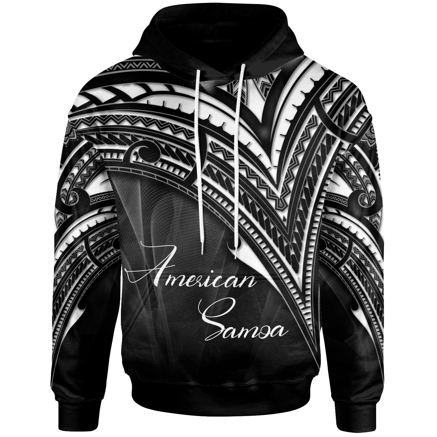 American Samoa Hoodie Cross Style Unisex Black - Polynesian Pride