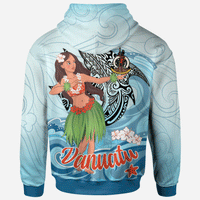 Vanuatu Hoodie Polynesian Girls With Shark - Polynesian Pride
