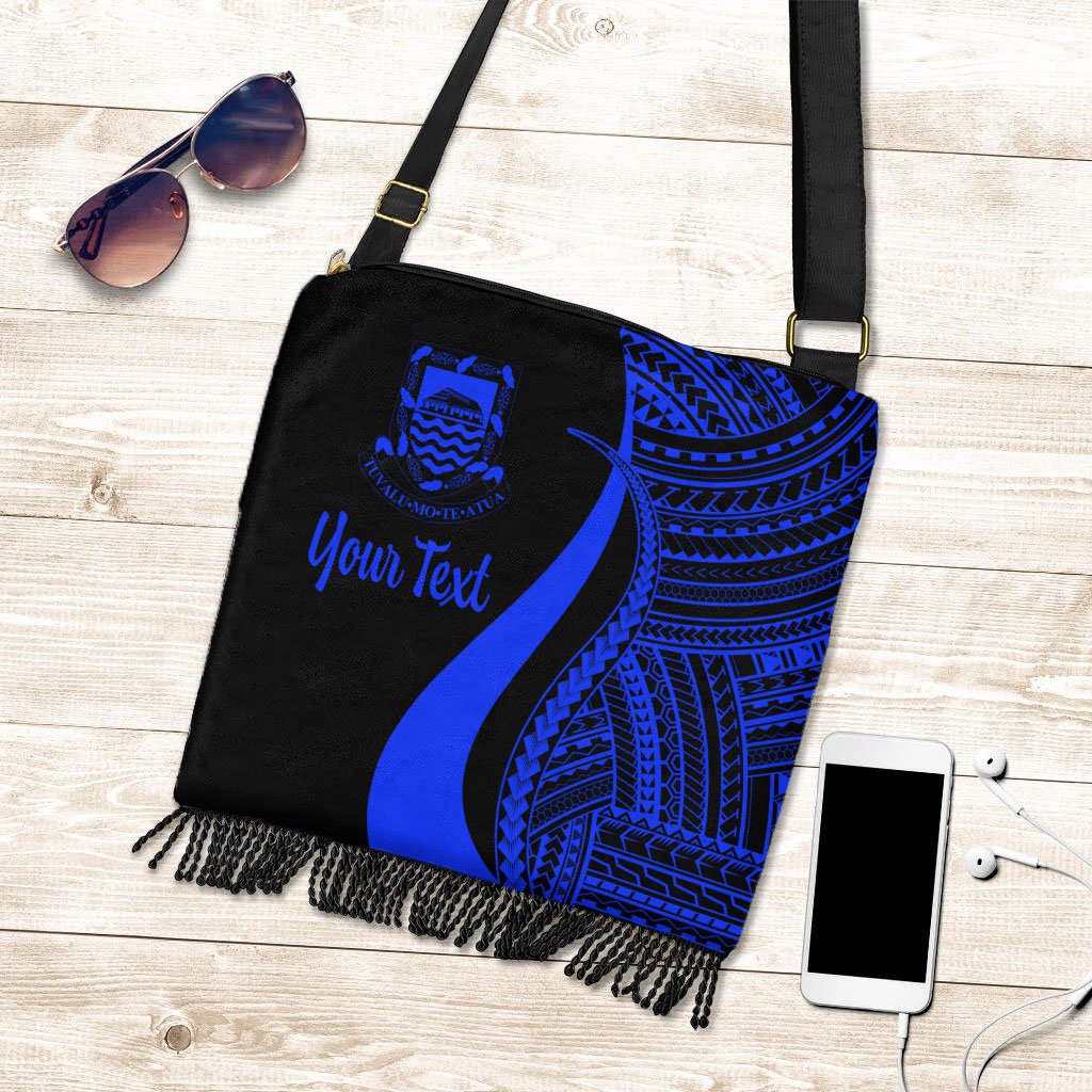 Tuvalu Custom Personalised Boho Handbag - Blue Polynesian Tentacle Tribal Pattern Boho Handbag One Size Blue - Polynesian Pride