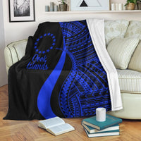 Cook Islands Premium Blanket - Blue Polynesian Tentacle Tribal Pattern - Polynesian Pride