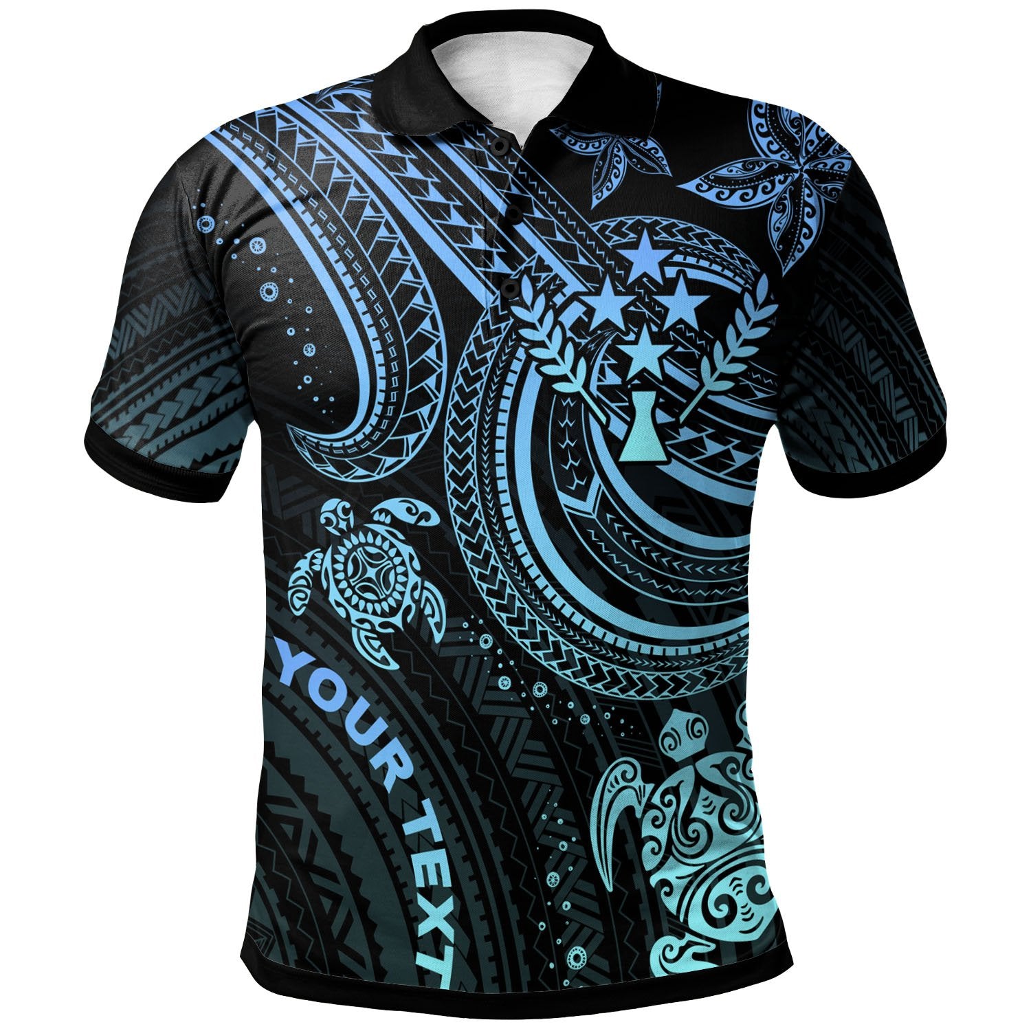 Kosrae Custom Polo Shirt Blue Turtle Unisex Blue - Polynesian Pride