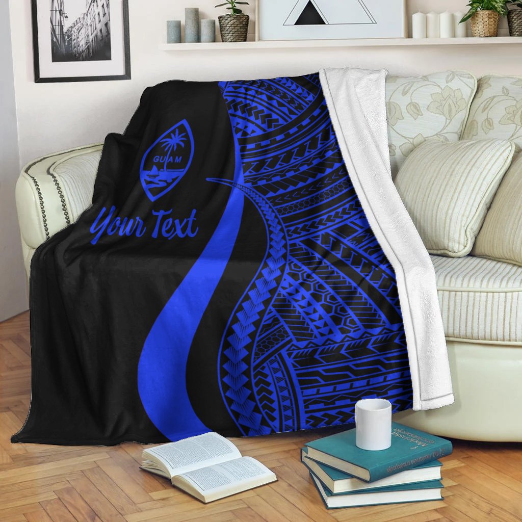 Guam Custom Personalised Premium Blanket - Blue Polynesian Tentacle Tribal Pattern - Polynesian Pride