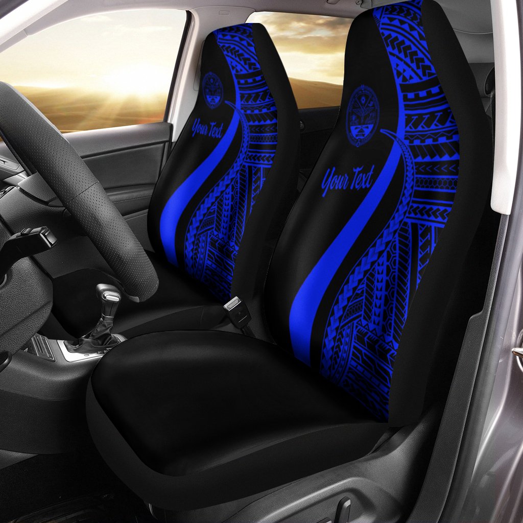 Marshall Islands Custom Personalised Car Seat Covers - Blue Polynesian Tentacle Tribal Pattern Crest Universal Fit Blue - Polynesian Pride