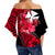 Wallis and Futuna Off Shoulder Waist Wrap Top Hibiscus Red No.2 Color LT6 - Polynesian Pride