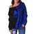 Tokelau Women's Off Shoulder Sweater - Blue Polynesian Tentacle Tribal Pattern - Polynesian Pride