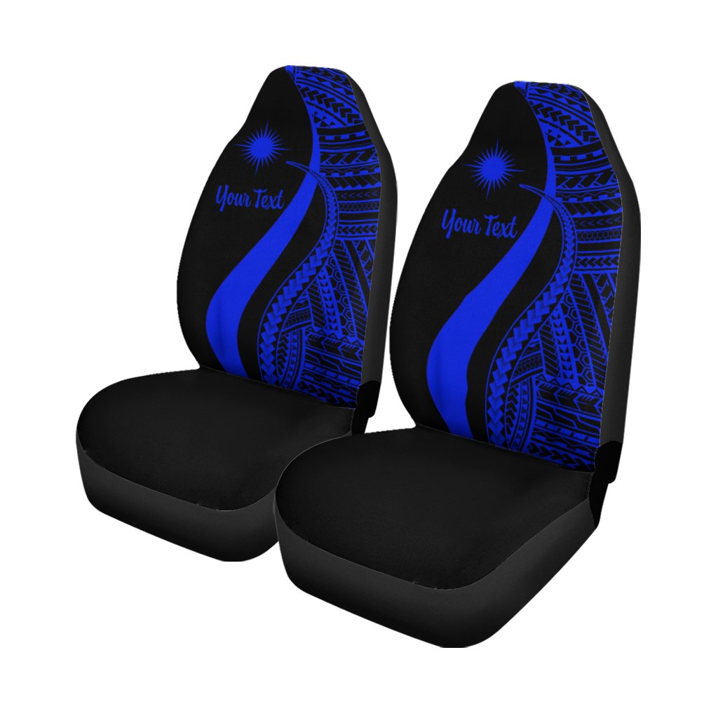 Marshall Islands Custom Personalised Car Seat Covers - Blue Polynesian Tentacle Tribal Pattern - Polynesian Pride