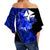 Wallis and Futuna Off Shoulder Waist Wrap Top Hibiscus Blue No.2 Color LT6 - Polynesian Pride