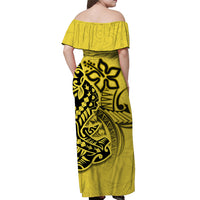 Hammerhead shark Off Shoulder Long Dress Polynesian Yellow Style LT6 - Polynesian Pride