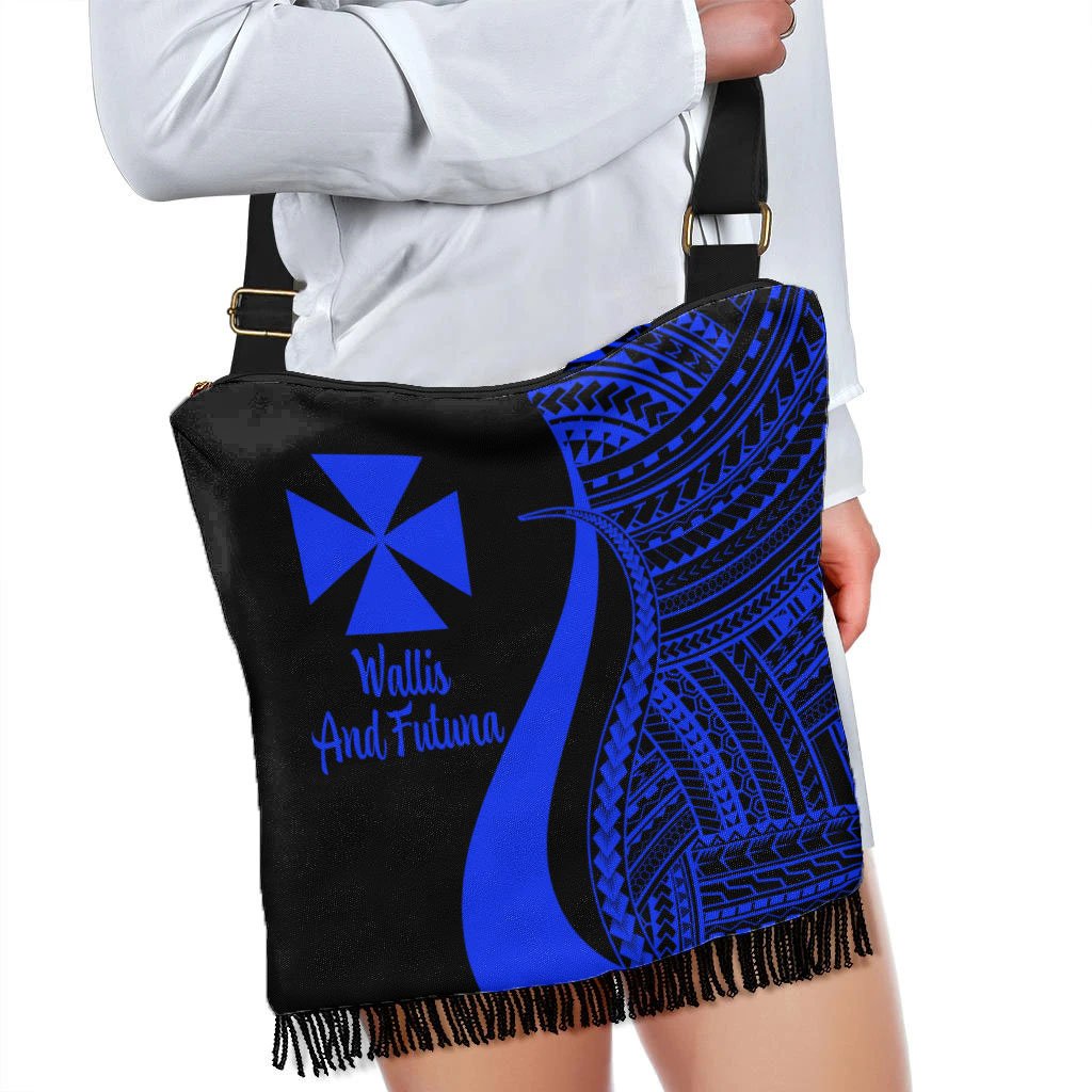 Wallis And Futuna Boho Handbag - Blue Polynesian Tentacle Tribal Pattern - Polynesian Pride