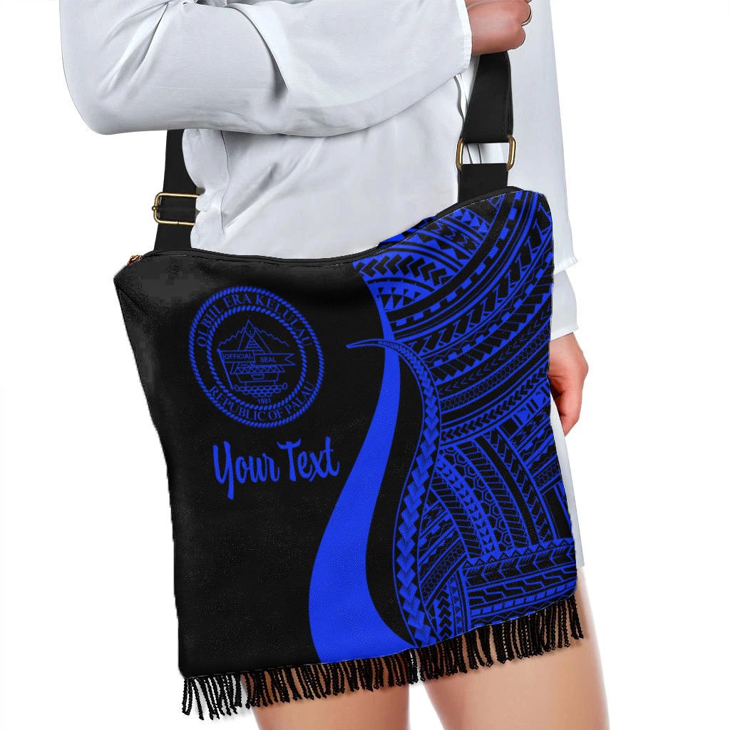 Palau Custom Personalised Boho Handbag - Blue Polynesian Tentacle Tribal Pattern Crest - Polynesian Pride
