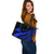 Tokelau Large Leather Tote Bag - Blue Polynesian Tentacle Tribal Pattern - Polynesian Pride