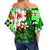 Hawaii Shark Off Shoulder Waist Wrap Top Green Style LT6 - Polynesian Pride