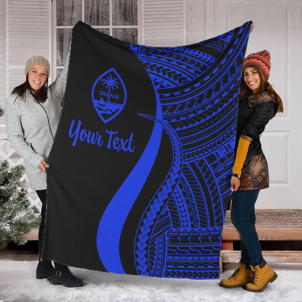Guam Custom Personalised Premium Blanket - Blue Polynesian Tentacle Tribal Pattern White - Polynesian Pride