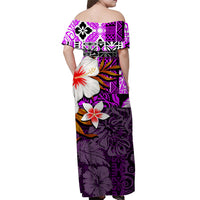 Hammerhead shark Off Shoulder Long Dress Hawaii Style Purple LT6 - Polynesian Pride