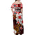 Hawaii Fish Hook Off Shoulder Long Dress Red Style LT6 - Polynesian Pride