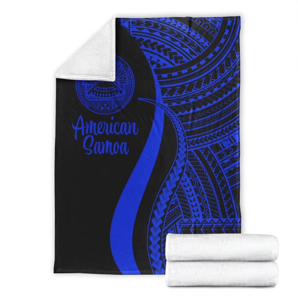 American Samoa Premium Blanket - Blue Polynesian Tentacle Tribal Pattern - Polynesian Pride