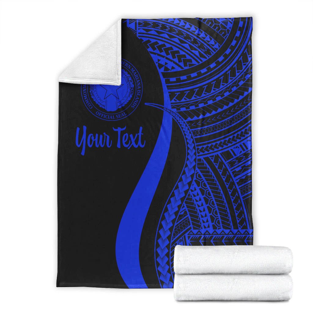 Northern Mariana Islands Custom Personalised Premium Blanket - Blue Polynesian Tentacle Tribal Pattern - Polynesian Pride