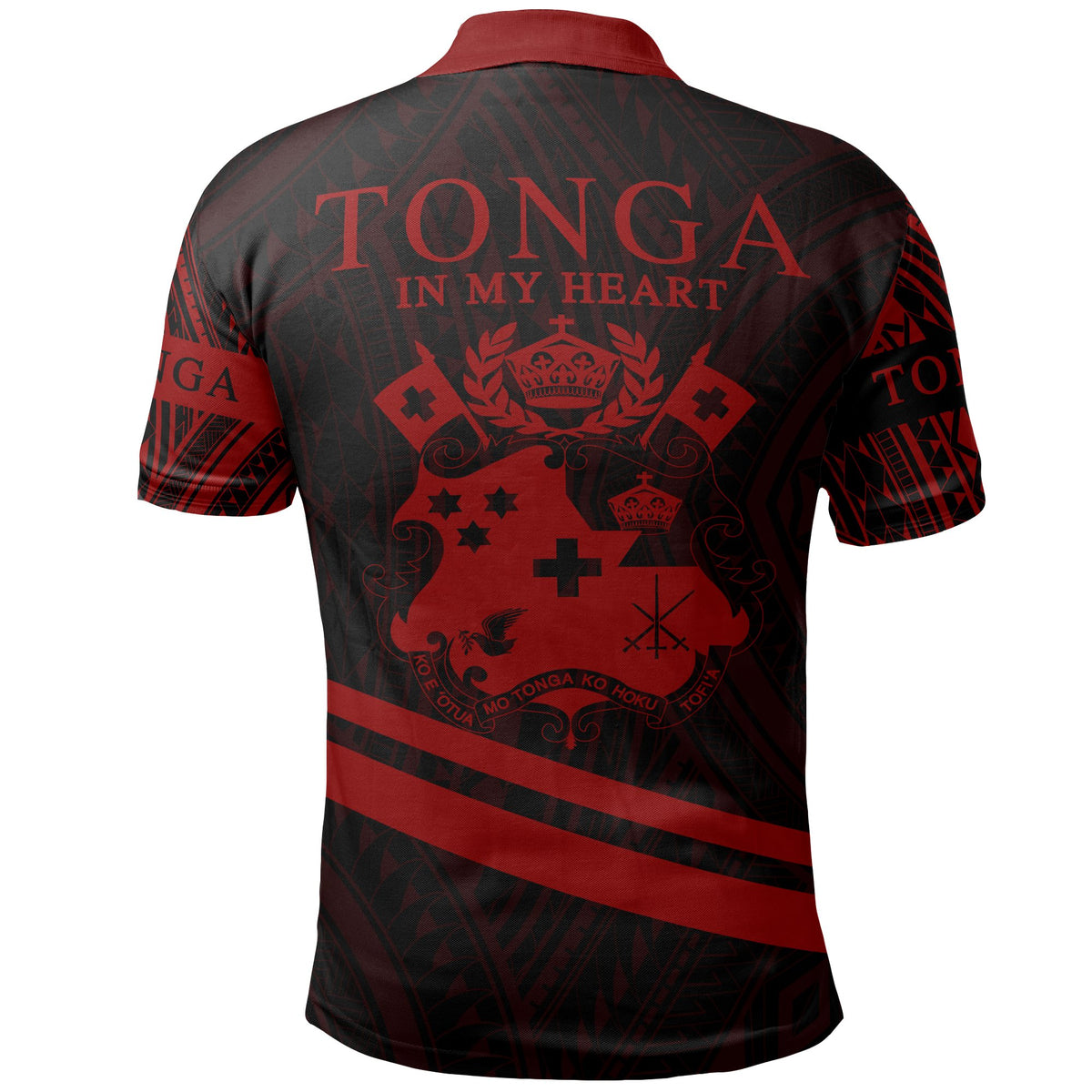 Tonga Polo Shirt In My Heart Style Red Polynesian Patterns - Polynesian Pride