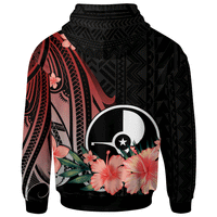 Yap Zip Hoodie Red Polynesian Hibiscus Pattern Style - Polynesian Pride