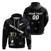 Custom New Zealand Champions Rugby 2022 Hoodie LT12 Zip Hoodie Black - Polynesian Pride