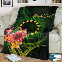 Cook Islands Polynesian Custom Personalised Blanket - Floral With Seal Flag Color - Polynesian Pride