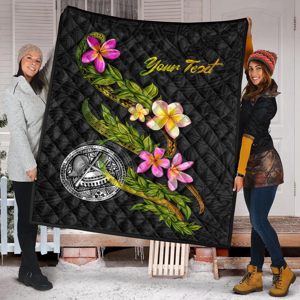 American Samoa Polynesian Custom Personalised Quilt - Plumeria Tribal - Polynesian Pride
