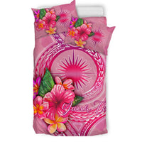 Marshall Islands Polynesian Custom Personalised Bedding Set - Floral With Seal Pink - Polynesian Pride