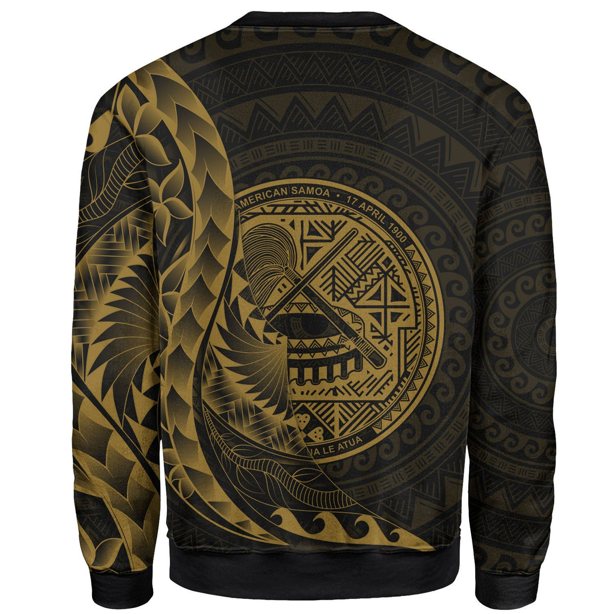 American Samoa Sweatshirt - Polynesian Pattern Style Gold Color - Polynesian Pride