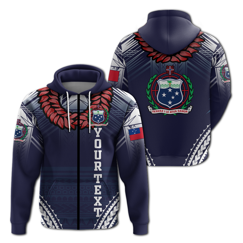 Custom Samoan Ula Fala Art Hoodie LT12 Zip Hoodie Blue - Polynesian Pride