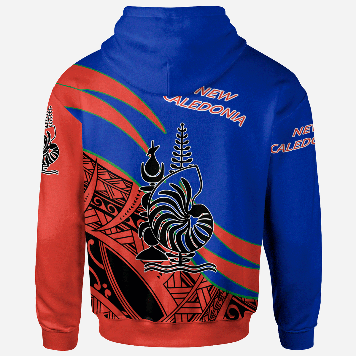 New Caledonia Zip Hoodie Symmetrical Lines - Polynesian Pride