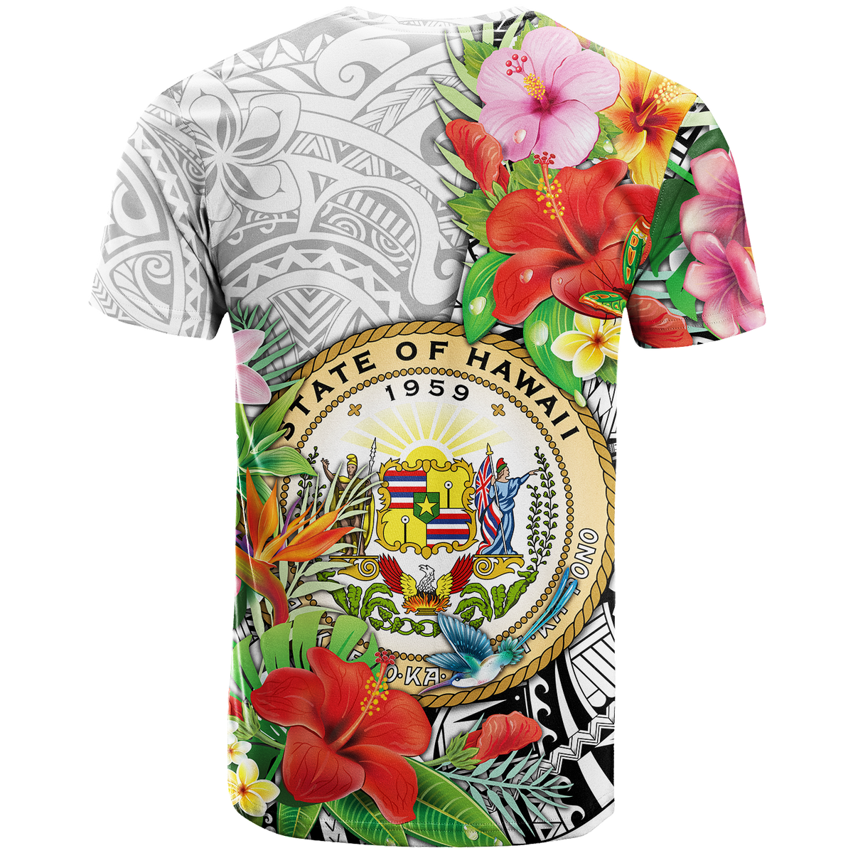 Hawaii Hibiscus Kanaka Polynesia T Shirt LT2 - Polynesian Pride