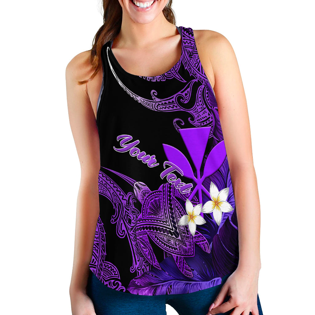 (Custom Personalised) Hawaii Turtle With Plumeria Leaf Purple Women Tank Top - LT12 - Polynesian Pride