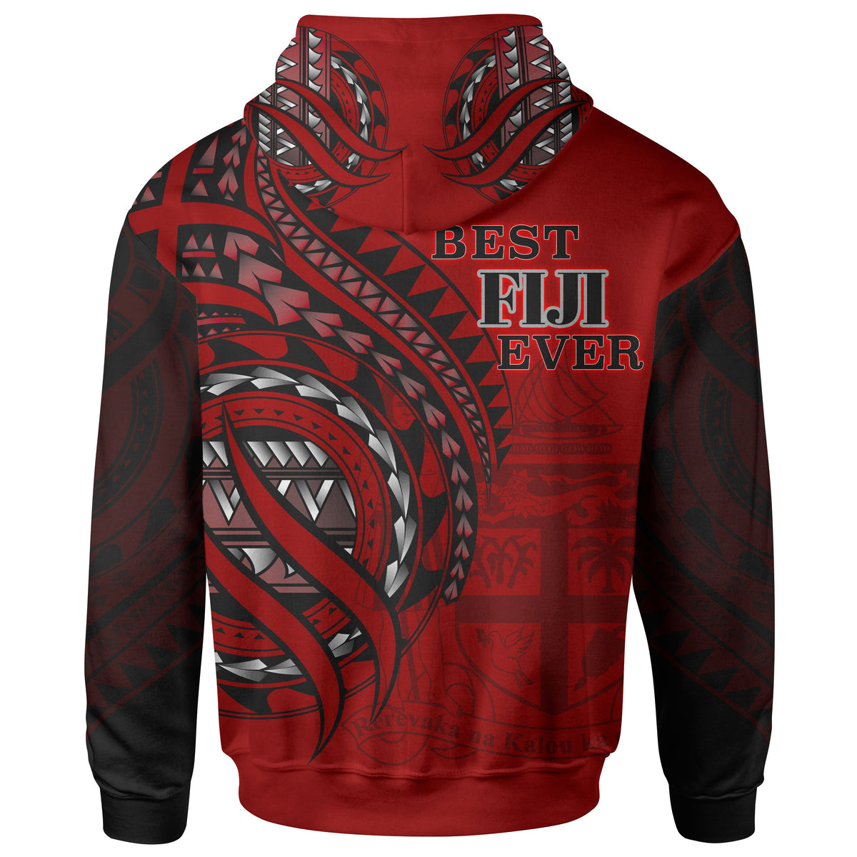 Fiji Hoodie Red Polynesian Patterns Best Fiji Ever - Polynesian Pride