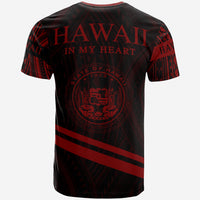 Hawaii T Shirt In My Heart Style Red Polynesian Patterns - Polynesian Pride