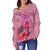 Nauru Polynesian Custom Personalised Women's Off Shoulder Sweater - Floral With Seal Pink - Polynesian Pride