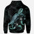 Yap Polynesian Hoodie Turtle With Blooming Hibiscus Turquoise - Polynesian Pride