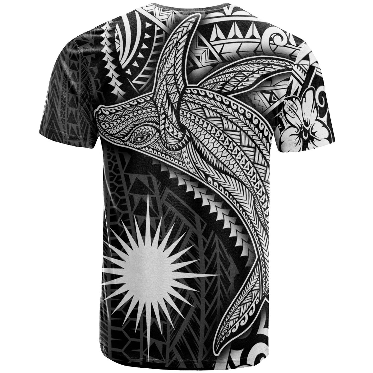 Marshall Islands T Shirt Humpback Whale & Coat of Arms White - Polynesian Pride