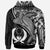 Pohnpei Zip up Hoodie Humpback Whale & Coat of Arms White - Polynesian Pride