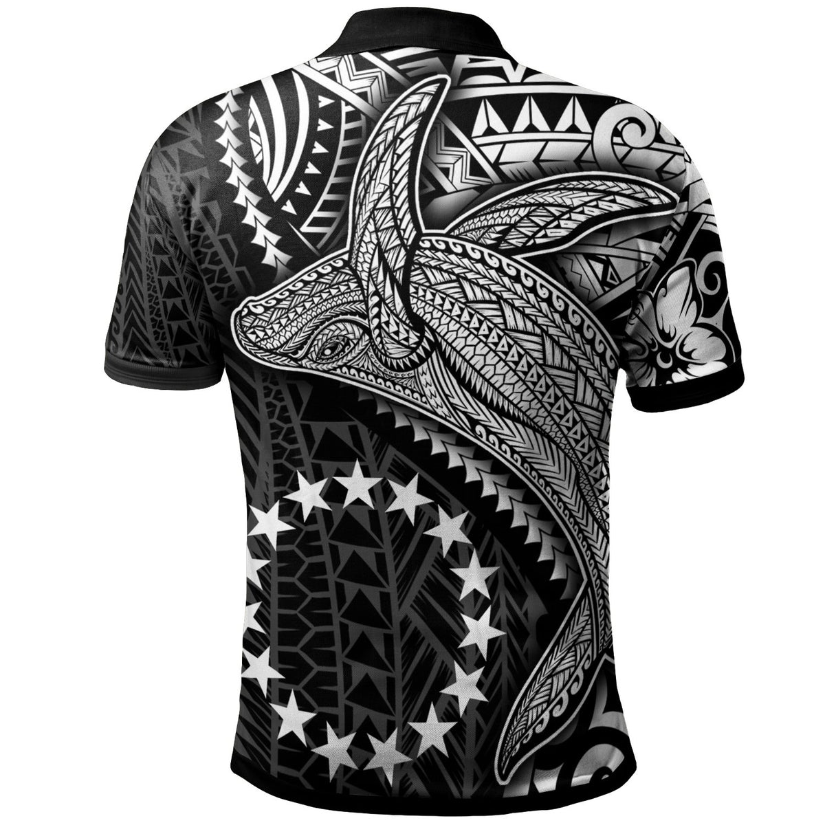 Cook Islands Polo Shirt Humpback Whale and Coat of Arms White - Polynesian Pride