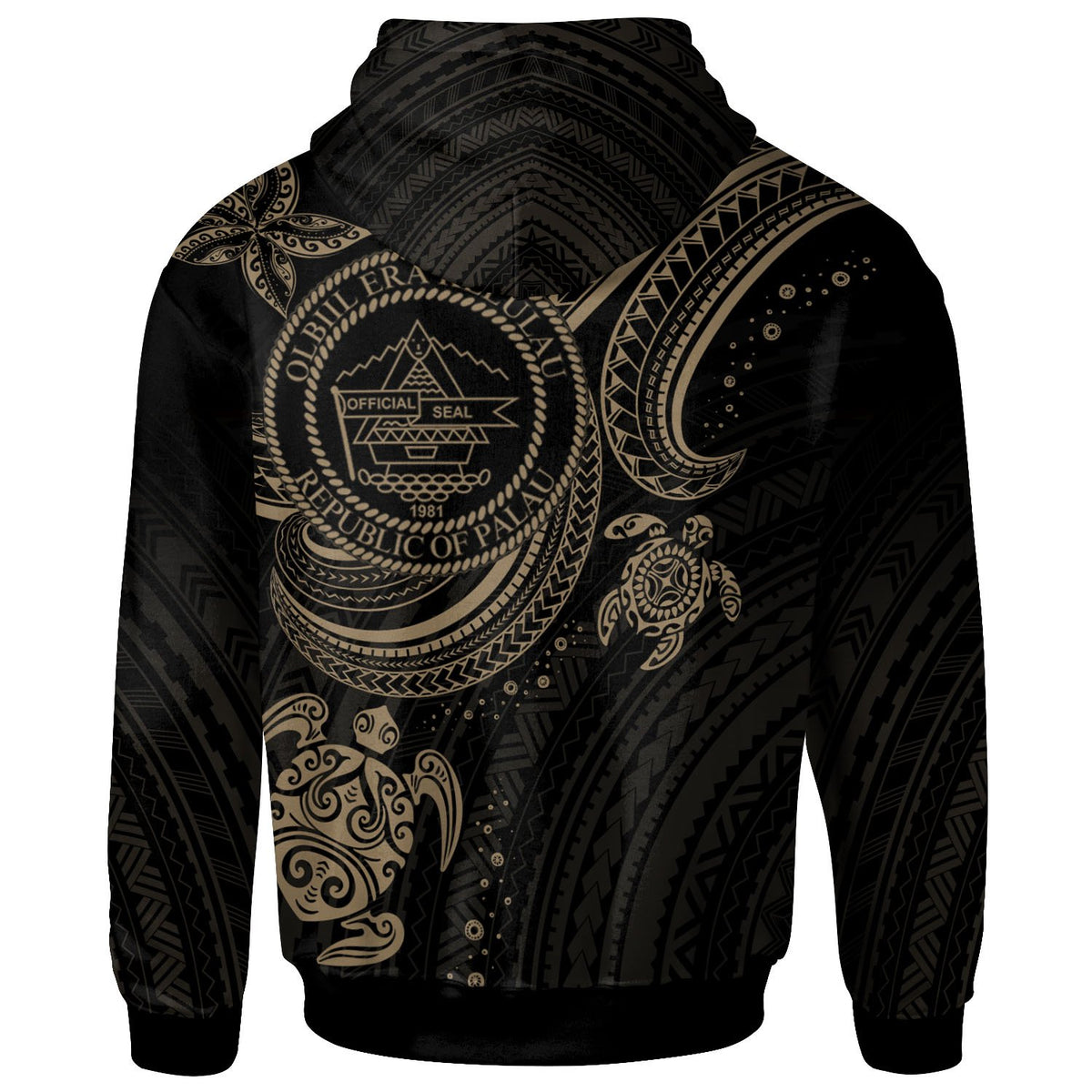 Palau Custom Hoodie Gold Turtle - Polynesian Pride