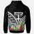 Fiji Polynesian Zip up Hoodie Fiji Coat of Arms & Polynesian Tropical Flowers White - Polynesian Pride