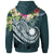 Nauru Polynesian Zip up Hoodie Summer Plumeria (Turquoise) - Polynesian Pride