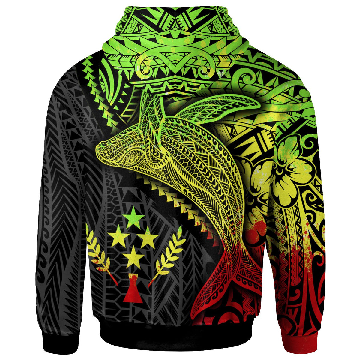 Kosrae Hoodie Humpback Whale & Coat of Arms Reggae - Polynesian Pride