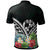 Tonga Polo Shirt Tongan Coat of Arms and Polynesian Tropical Flowers White - Polynesian Pride