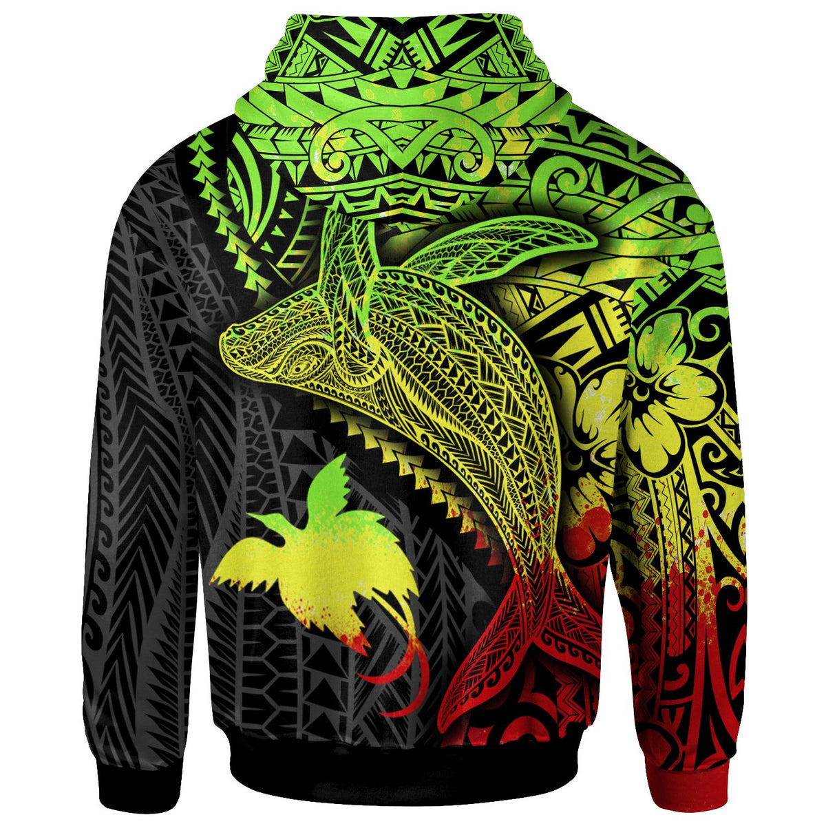 Papua New Guinea Hoodie Humpback Whale & Coat of Arms Reggae - Polynesian Pride