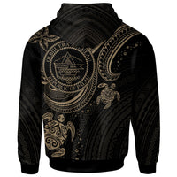 Palau Custom Zip up Hoodie Gold Turtle - Polynesian Pride
