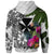 Fiji Hoodie White Turtle Plumeria Banana Leaf - Polynesian Pride